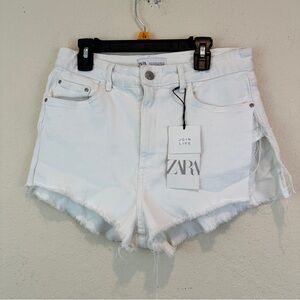 NWT Zara Sz 8 White Denim Women's Shorts cutoffs high rise